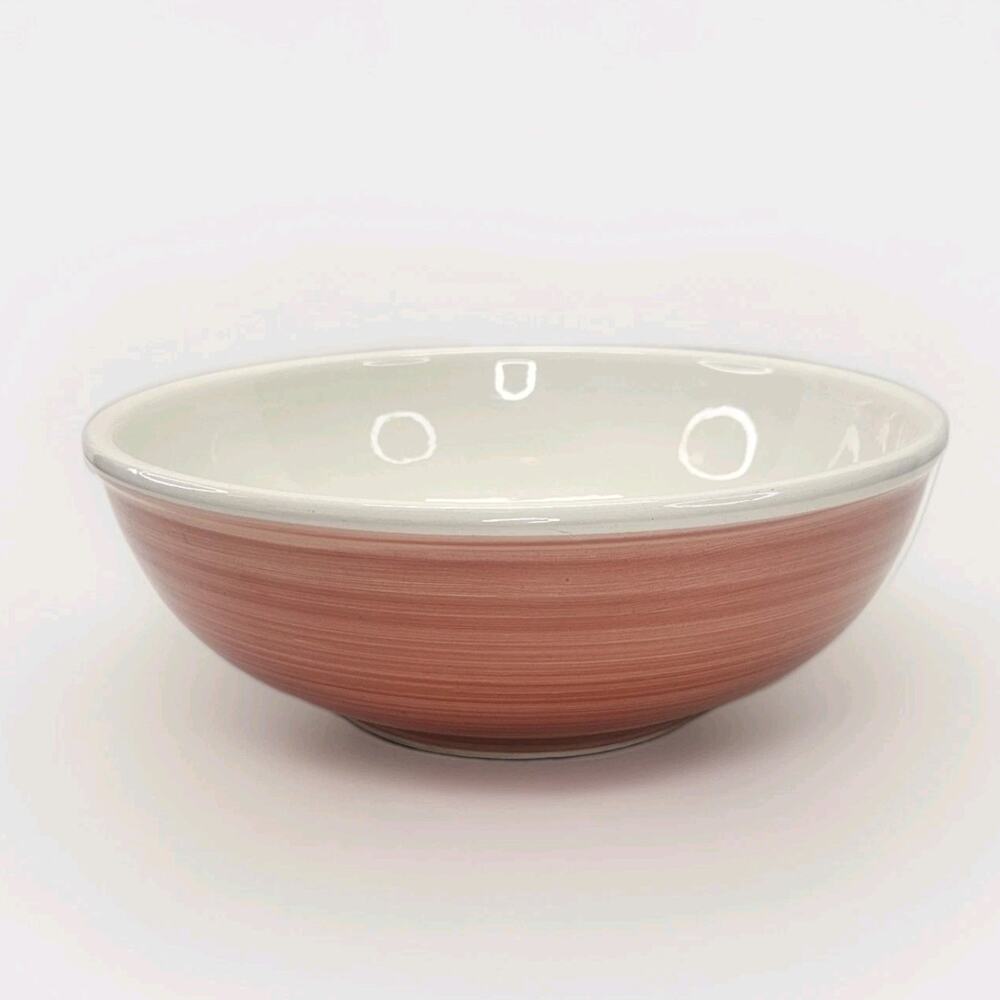 Vintage Italian Furio 12" Pink Ceramic Serving Bowl Decorative Cottage Country